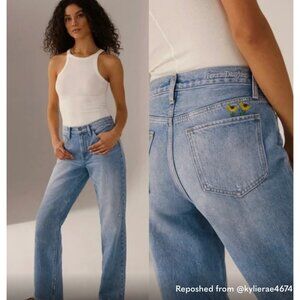 Favorite Daughter The Tommy Mid-Rise Light Wash Embroidered Denim Jeans Women's